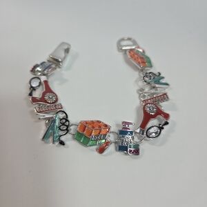 FREE! Colorful hairstylist Charm Bracelet with 20$ total purchase silver tone
